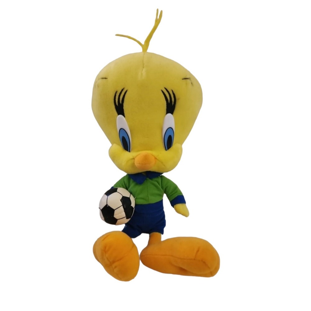 Tweety Bird Soccer Plush Toy‎ Stuffed animal Toy 15" Yellow Bird  pre-owned Toys